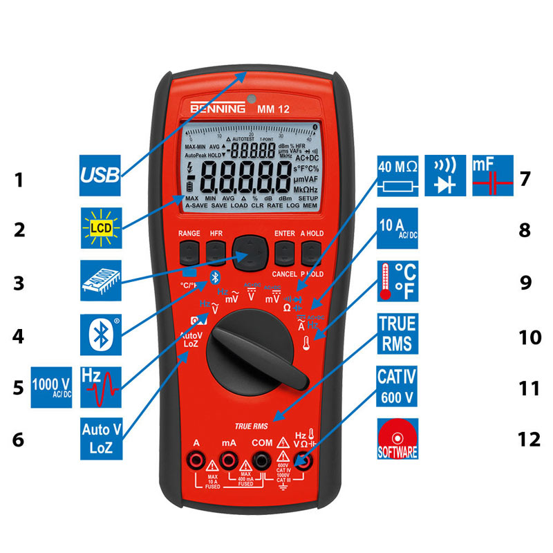 Benning - Digitalni multimetar MM 12 - 044088