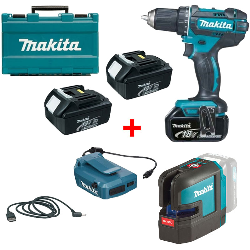 Makita - Akumulatorska bušilica - odvijač DDF482RFE3 + SK105DZ+