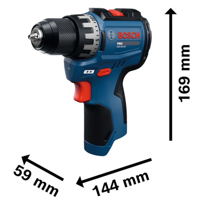 Bosch - Akumulatorska bušilica-odvrtač PRO GSR12V-31 sa baterijom 12V 2Ah i punjačem - 06019S6012