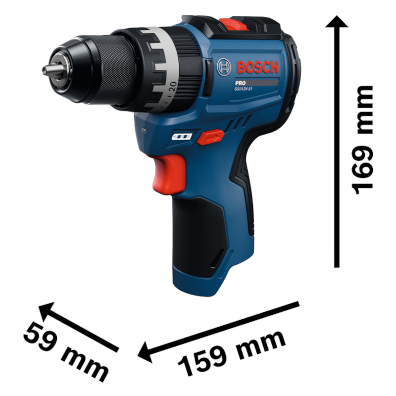 Bosch - Akumulatorske vibraciona bušilica PRO GSB12V-31 sa baterijom 12V 2Ah i punjačem - 06019S6105