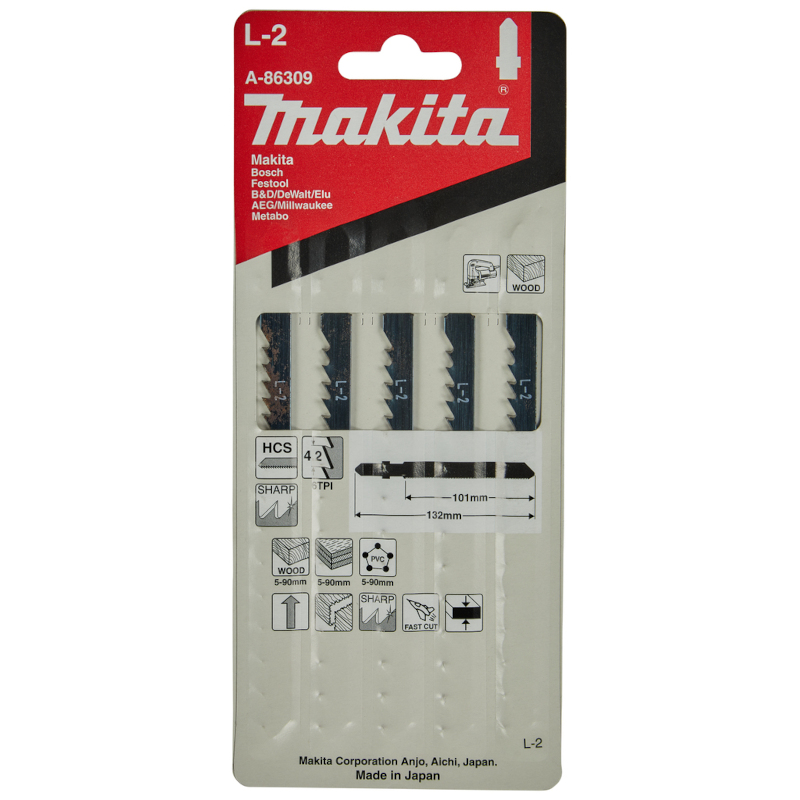 Makita - Komplet listova za ubodnu testeru za drvo 101mm, 5 komada - A-86309
