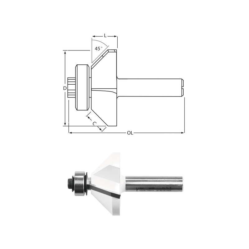Makita - Glodalo konturno za zakošenje rubova sa ležajem prihvat 8mm, širina 31,8mm - D-48686