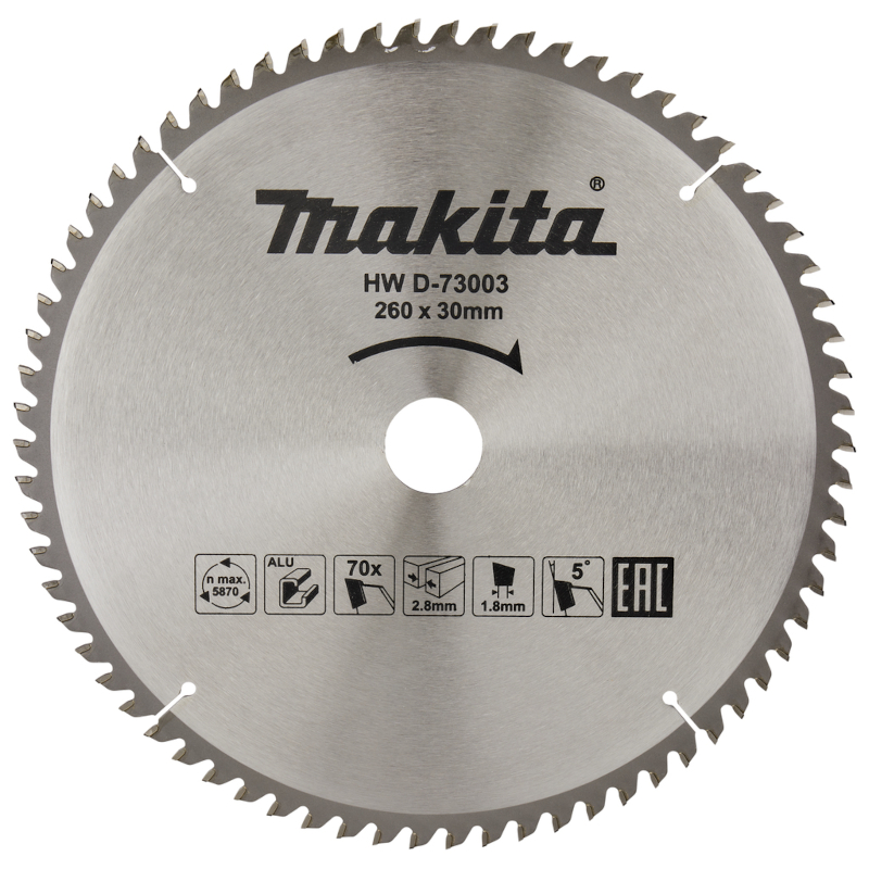 Makita - List za aluminijum 260x30/70z
