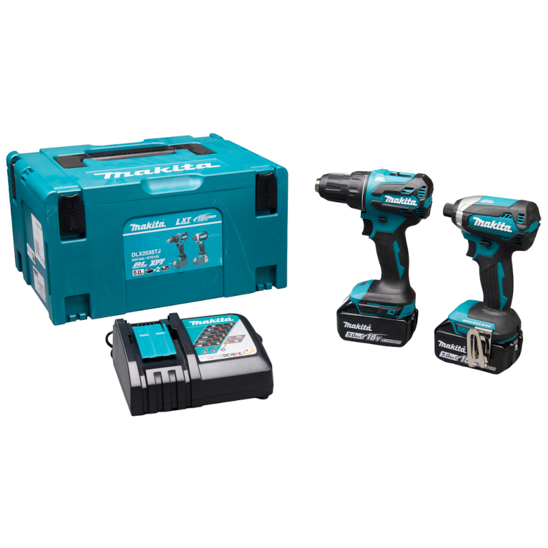Makita - Set Akumulatorska bušilica-odvijač DDF490 i udarni odvijač DTD153 sa baterijama 18V 5Ah i punjačem - DLX2535TJ
