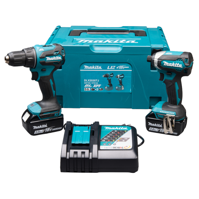 Makita - Set Akumulatorska bušilica-odvijač DDF490 i udarni odvijač DTD153 sa baterijama 18V 5Ah i punjačem