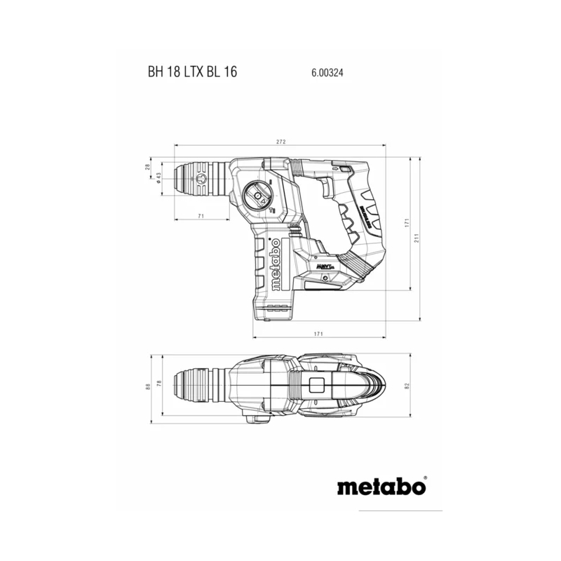 Metabo - Akumulatorska čekić-bušilica SDS-Plus BH 18 LTX BL 16 - 600324850
