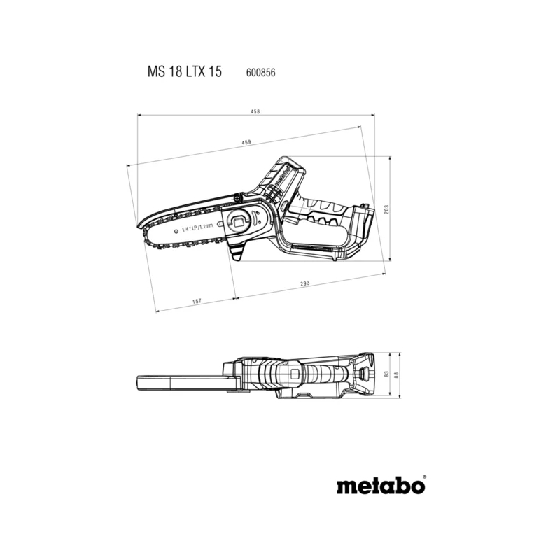 Metabo - Akumulatorska lančana testera MS 18 LTX 15 - 600856850