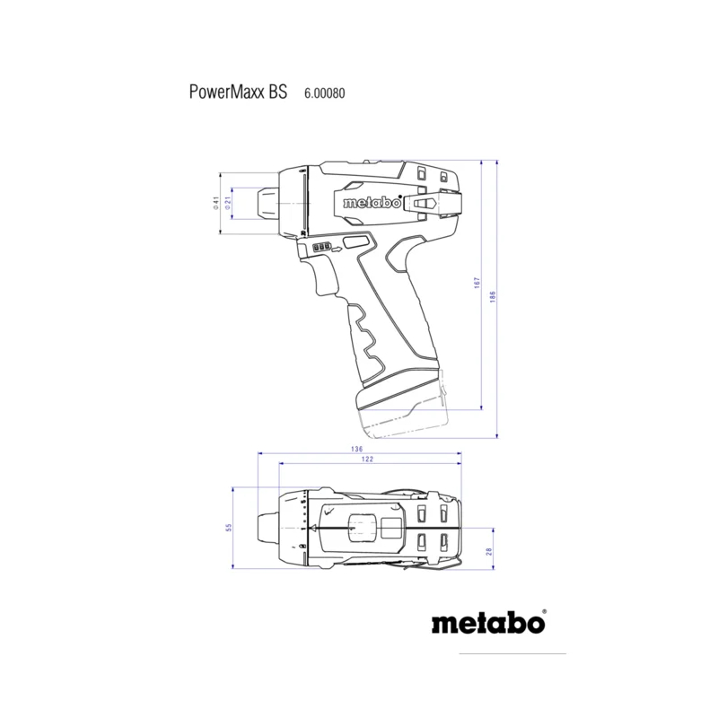 Metabo - Akumulatorska bušilica-odvijač PowerMaxx BS Basic sa baterijama 12V 2Ah i punjačem - 600984000