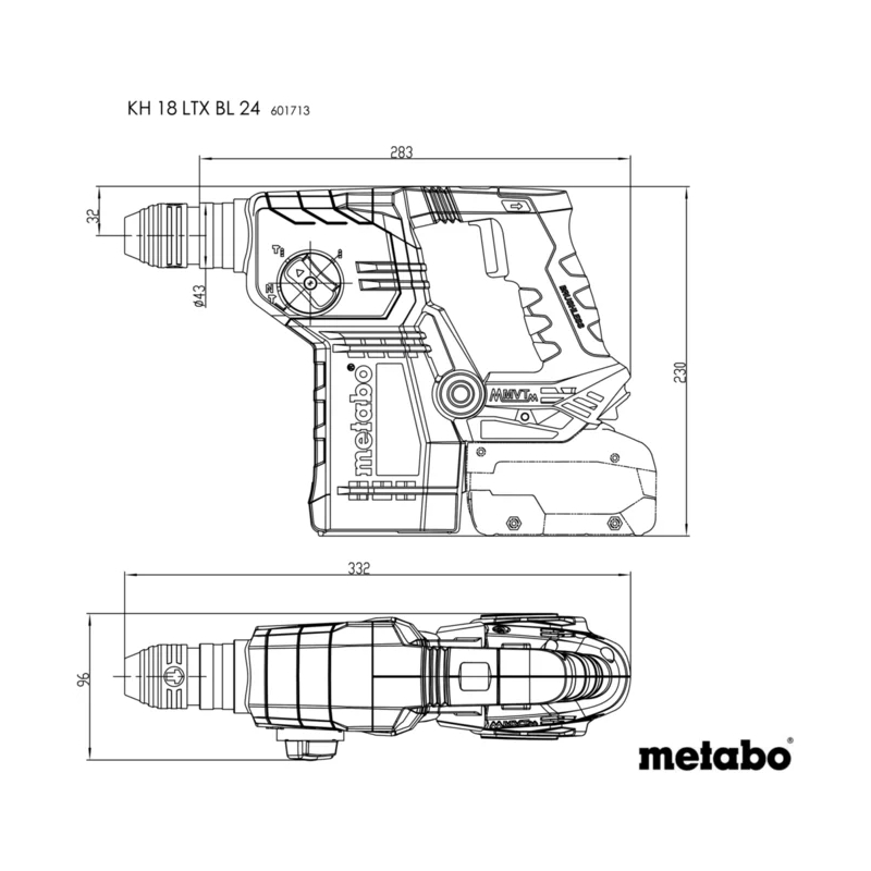 Metabo - Akumulatorski kombičekić SDS-plus KH 18 LTX BL 24 sa baterijama i punjačem - 601713800