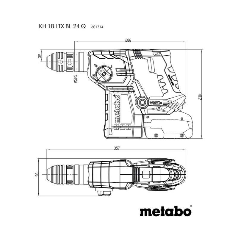 Metabo - Akumulatorski kombičekić SDS-plus KH 18 LTX BL 24 Q - 601714850
