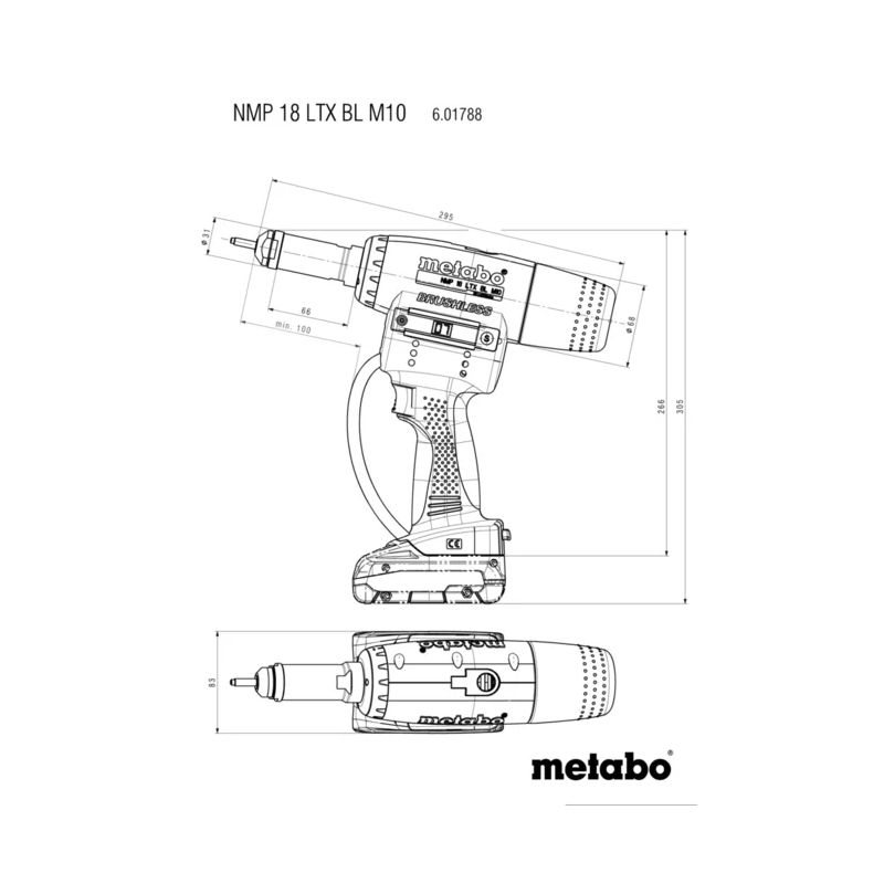 Metabo - Akumulatorski pištolj za navojne nitne NMP 18 LTX BL M10 - 601788850