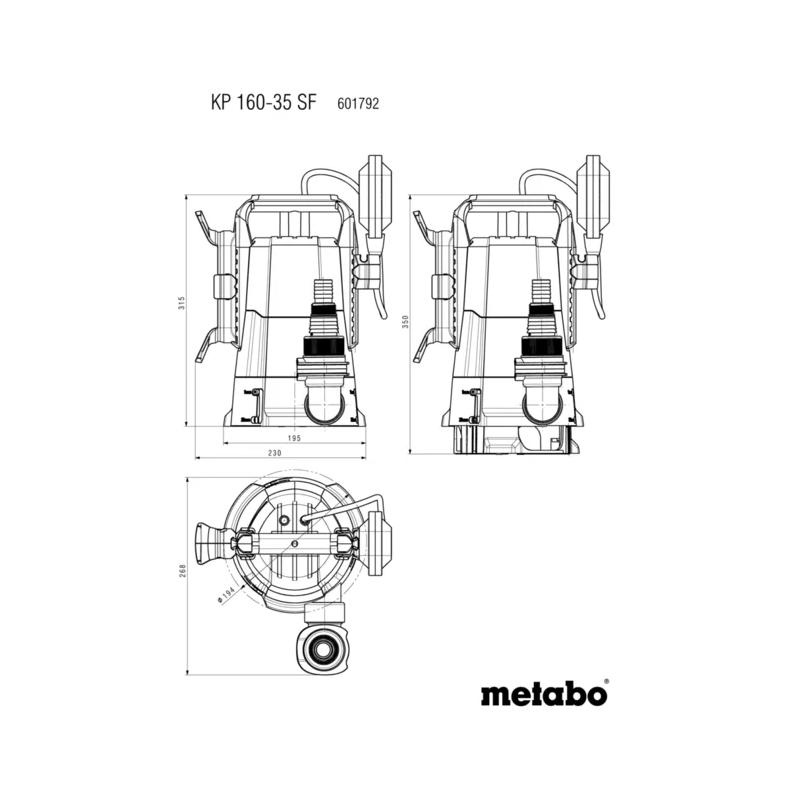 Metabo - Kombinovana potapajuća pumpa KP 160-35 SF - 601792000