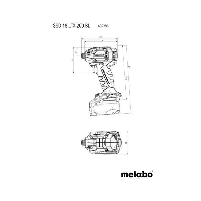 Metabo - Akumulatorski udarni zavrtač SSD 18 LTX 200 BL - 602396890