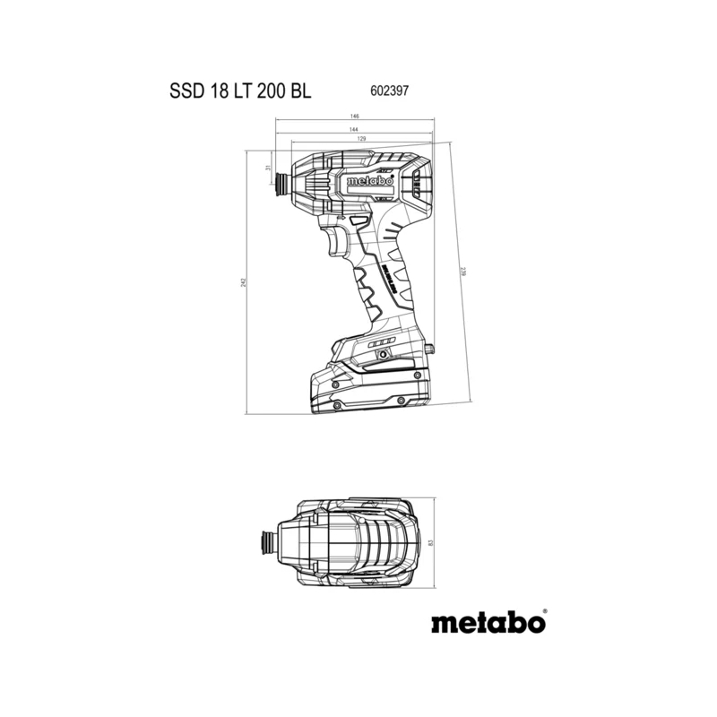 Metabo - Akumulatorski udarni zavrtač SSD 18 LT 200 BL - 602397850