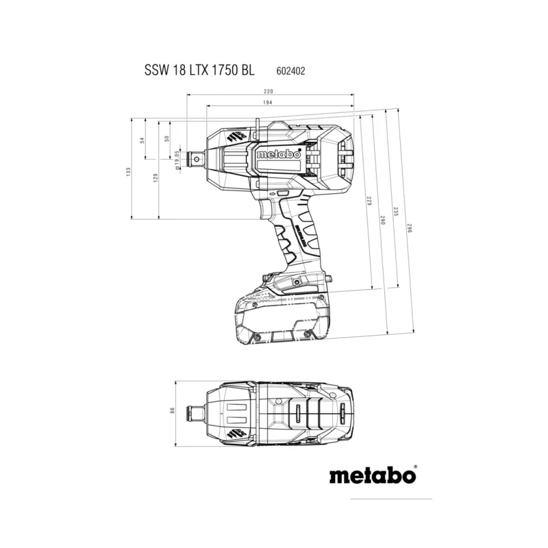 Metabo - Akumulatorski udarni zavrtač SSW 18 LTX 1750 BL sa baterijama 18V 5.5Ah i punjačem - 602402660