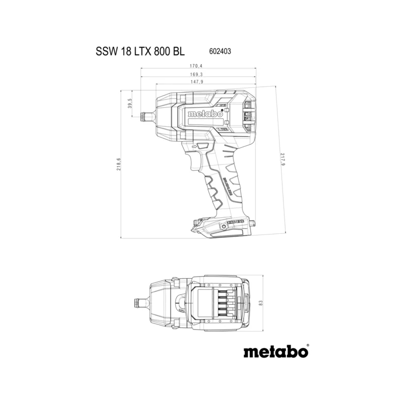 Metabo - Akumulatorski udarni zavrtač SSW 18 LTX 800 BL - 602403850