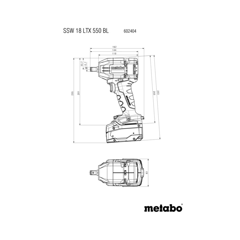 Metabo - Akumulatorski udarni zavrtač SSW 18 LTX 550 BL sa baterijama 18V 5.2Ah i punjačem - 602404650