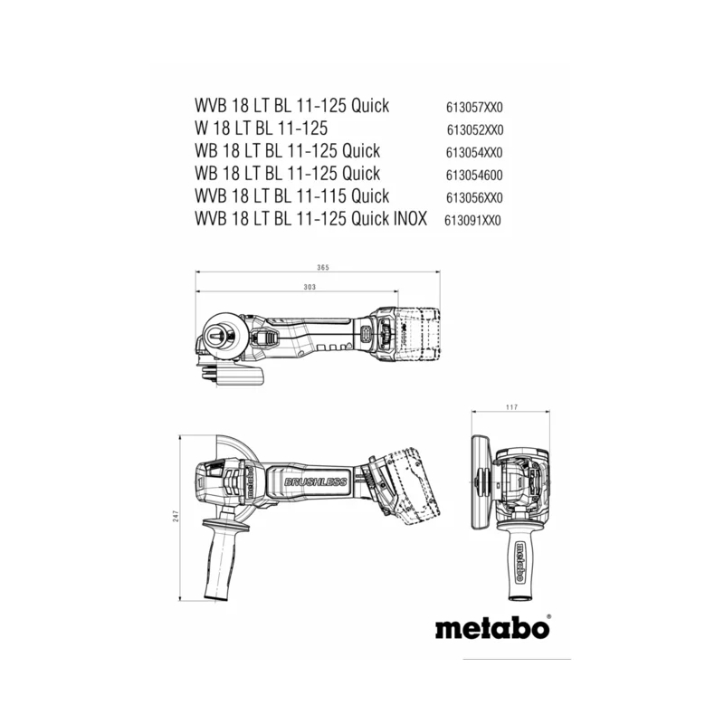Metabo - Akumulatorska ugaona brusilica W 18 LT BL 11-125 sa baterijama 18V 4Ah i punjačem - 613052510
