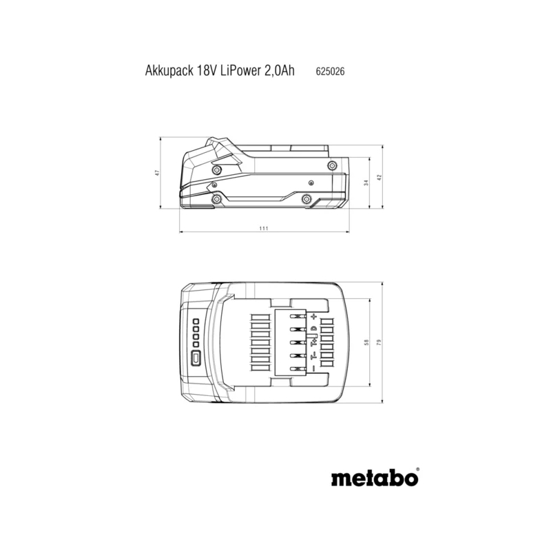 Metabo - Baterija 18V 2.0Ah Li-Power - 625026000