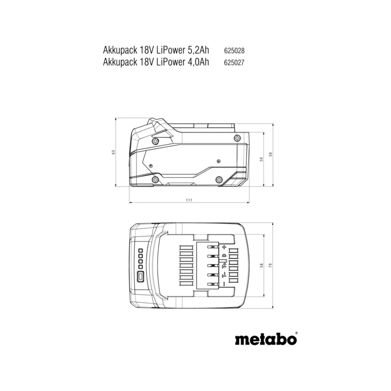 Metabo - Baterija 18V 5.2Ah Li-Power - 625028000