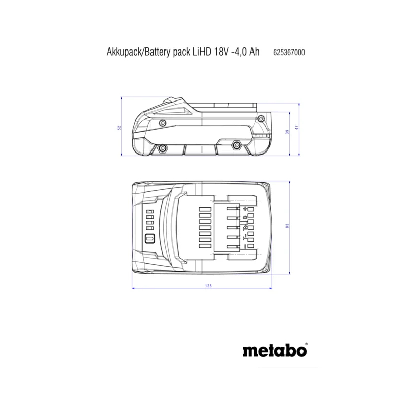 Metabo - Baterija 18V 4.0Ah Li-HD - 625367000