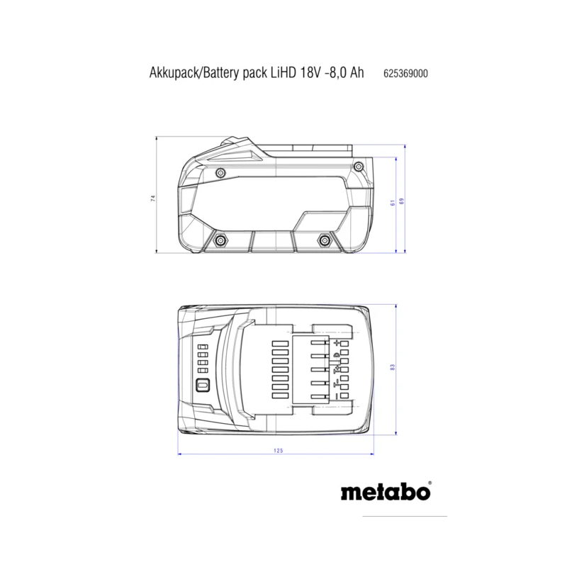 Metabo - Baterija 18V 8.0Ah Li-HD - 625369000