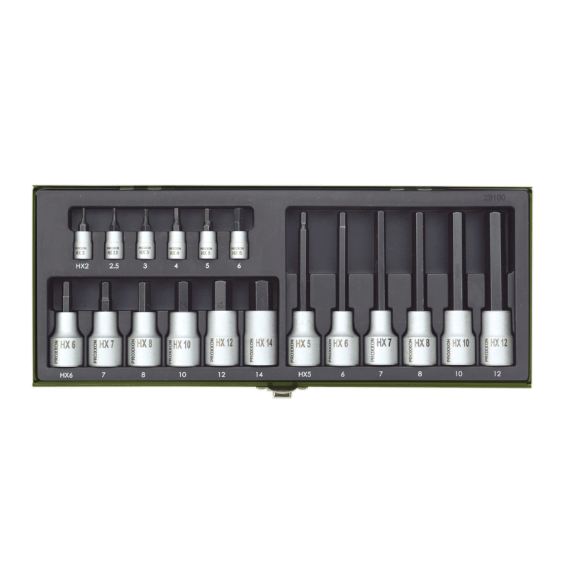 Proxxon - Garnitura nasadnih imbus ključeva 1/4" i 1/2" 18-delna - 23100