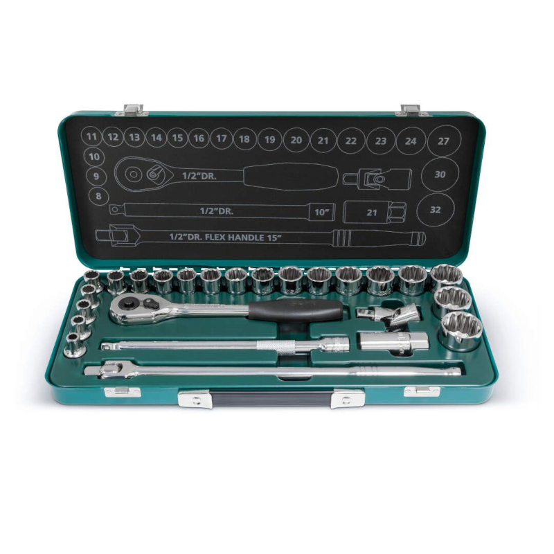 Sata - Set nasadnih ključeva 12-ugaoni 8-32mm 1/2" sa španericom 25-delni ST09092ME-12 - ST09092ME-12