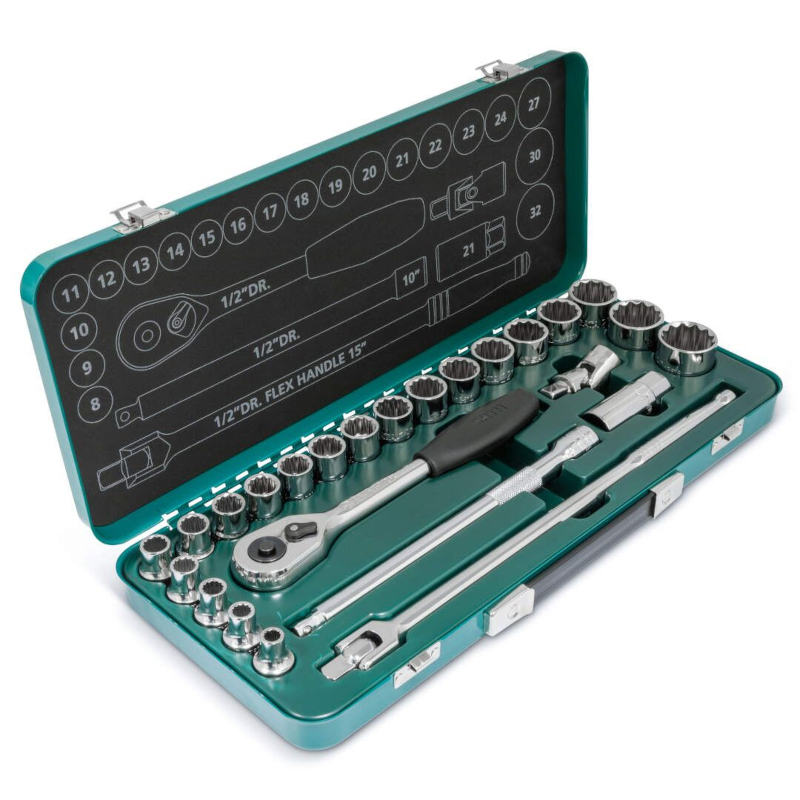 Sata - Set nasadnih ključeva 12-ugaoni 8-32mm 1/2" sa španericom 25-delni ST09092ME-12
